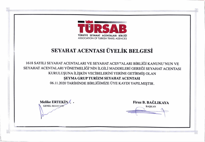 TURSAB-Mitgliedschaft — belge 2